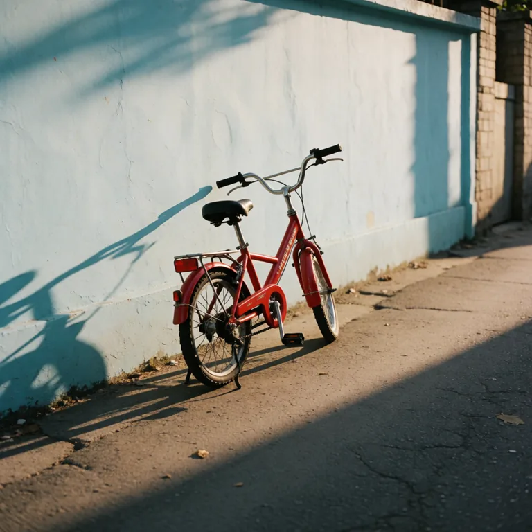 The bicycle scene at denoise 0.8: a different bicycle and angle, loosely based on the source